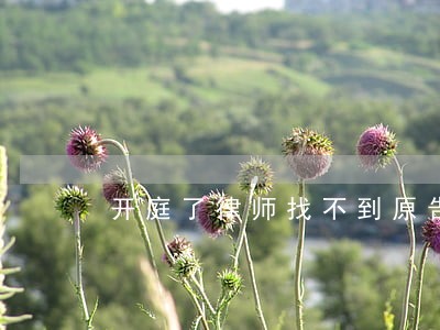 开庭了律师找不到原告怎么办 开庭了律师找不到原告怎么办