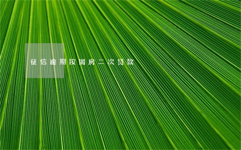 征信逾期按揭房二次贷款 征信逾期按揭房二次贷款