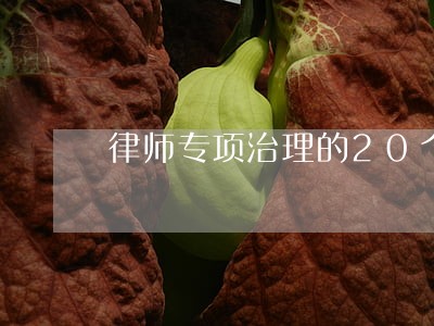 律师专项治理的20个问题 律师专项治理的20个问题