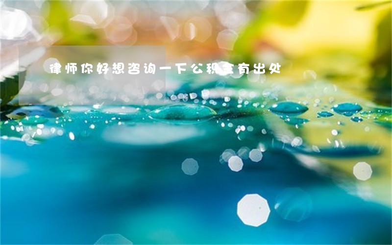 律师你好想咨询一下公积金有出处 律师你好想咨询一下公积金有出处