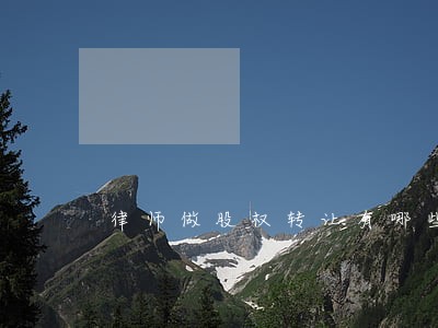 律师做股权转让有哪些工作 律师做股权转让有哪些工作