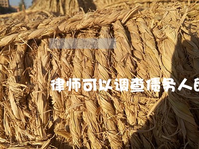 律师可以调查债务人的资产 律师可以调查债务人的资产
