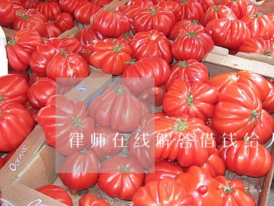 律师在线解答借钱给人家
