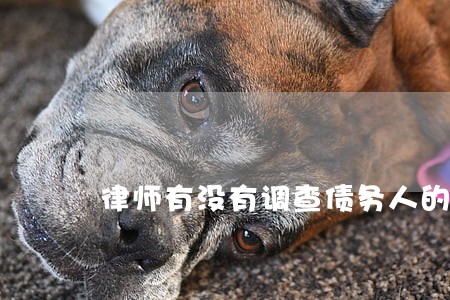 律师有没有调查债务人的权力 律师有没有调查债务人的权力