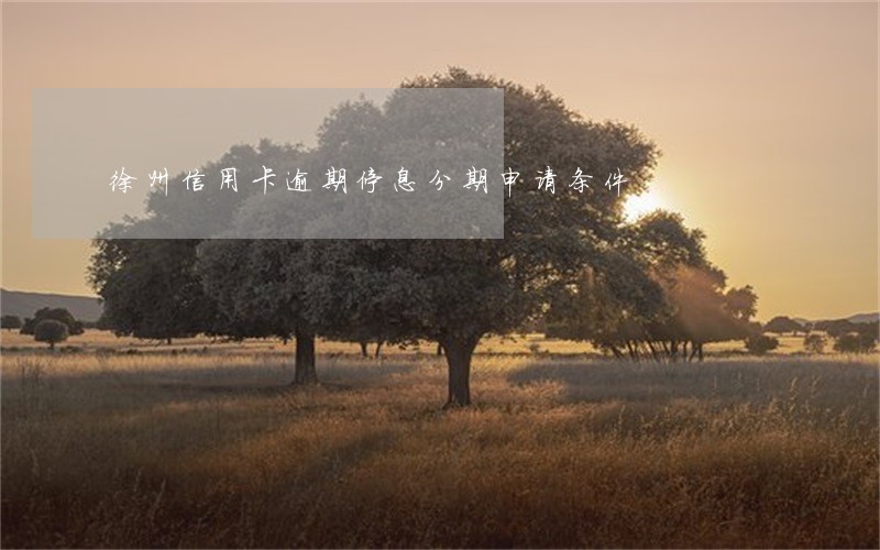 徐州信用卡逾期停息分期申请条件