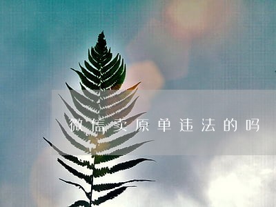 微信卖原单违法的吗