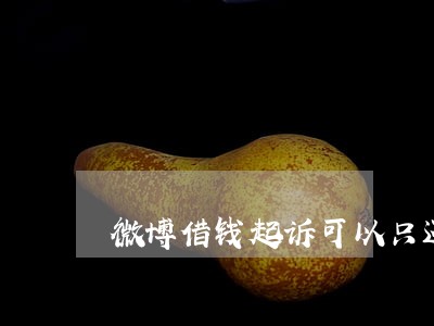 微博借钱起诉可以只还本金吗