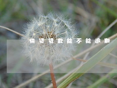 快贷贷款能不能逾期 快贷贷款能不能逾期