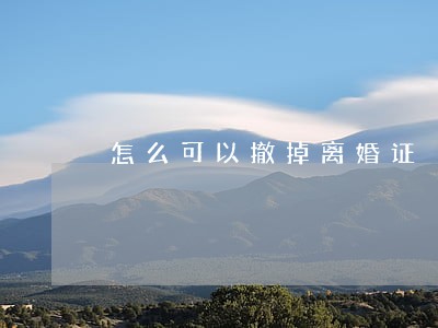怎么可以撤掉离婚证