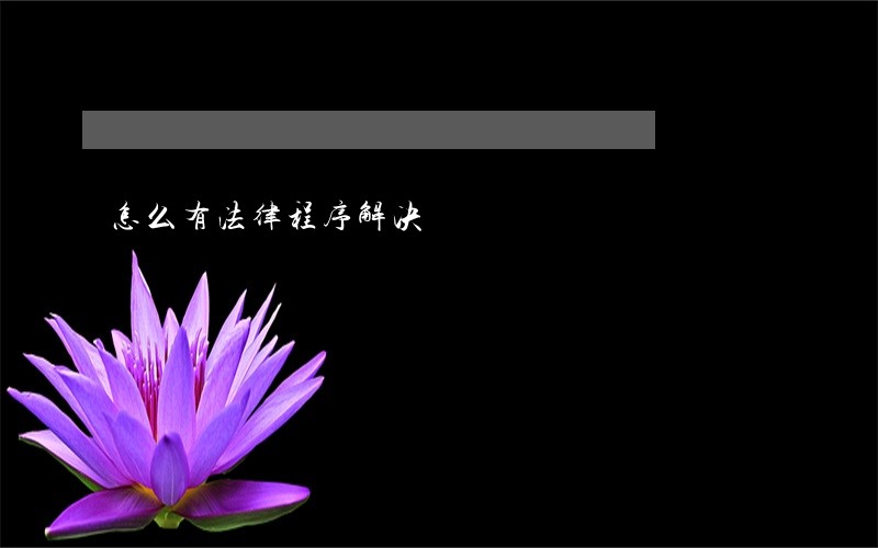 怎么有法律程序解决 怎么有法律程序解决