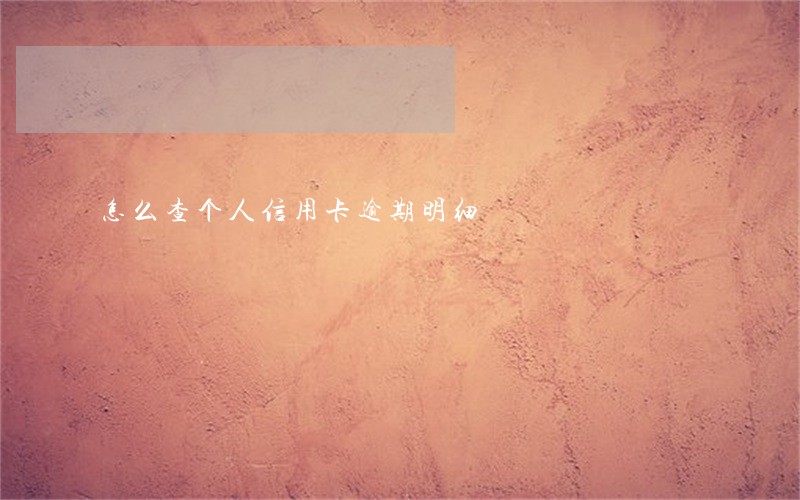 怎么查个人信用卡逾期明细