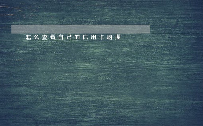 怎么查看自己的信用卡逾期 怎么查看自己的信用卡逾期