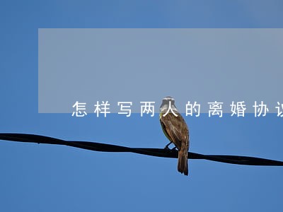 怎样写两人的离婚协议书 怎样写两人的离婚协议书