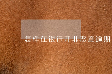 怎样在银行开非恶意逾期证明 怎样在银行开非恶意逾期证明