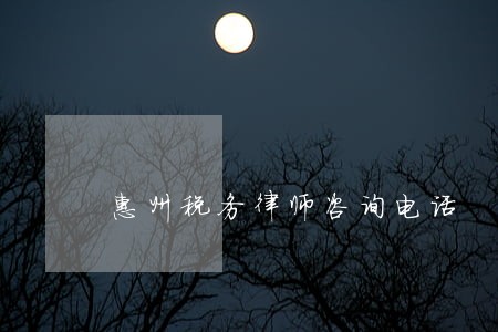惠州税务律师咨询电话