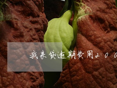 我来贷逾期费用200 我来贷逾期费用200