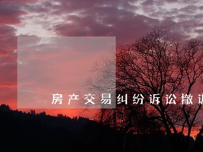房产交易纠纷诉讼撤诉