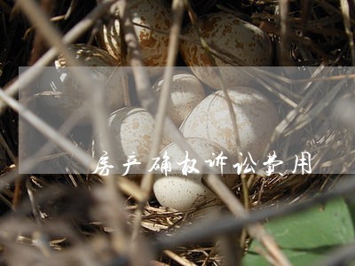房产确权诉讼费用 房产确权诉讼费用