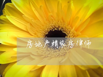 房地产精装房律师 房地产精装房律师