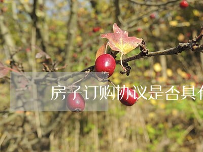房子订购协议是否具有法律效力 房子订购协议是否具有法律效力