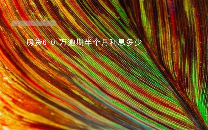 房贷60万逾期半个月利息多少 房贷60万逾期半个月利息多少