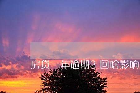 房贷一年逾期3回啥影响 房贷一年逾期3回啥影响