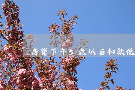 房贷下午5点以后扣款说是逾期了 房贷下午5点以后扣款说是逾期了