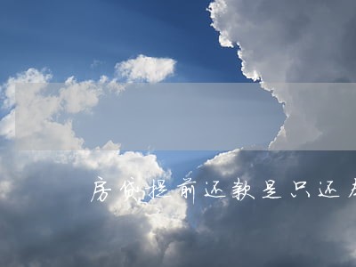 房贷提前还款是只还本金吗 房贷提前还款是只还本金吗
