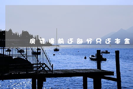 房贷提前还部分只还本金划算吗 房贷提前还部分只还本金划算吗