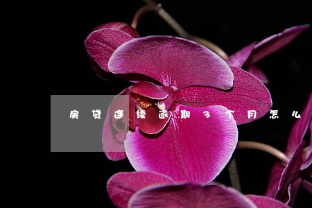 房贷连续逾期3个月怎么办 房贷连续逾期3个月怎么办