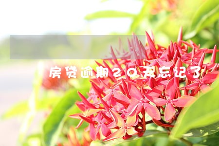 房贷逾期20天忘记了 房贷逾期20天忘记了