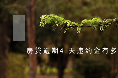 房贷逾期4天违约金有多少 房贷逾期4天违约金有多少