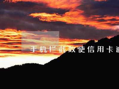 手机拦截致使信用卡逾期 手机拦截致使信用卡逾期