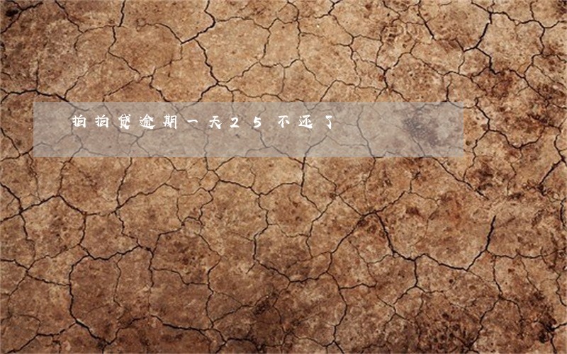 拍拍贷逾期一天25不还了 拍拍贷逾期一天25不还了