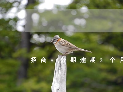 招商e分期逾期3个月 招商e分期逾期3个月