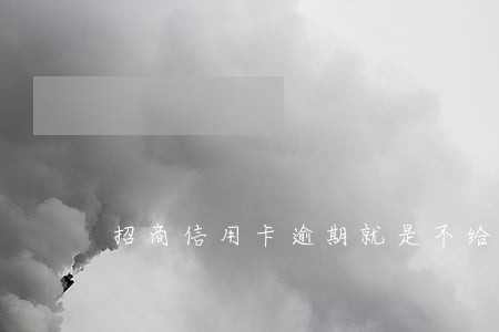 招商信用卡逾期就是不给分期