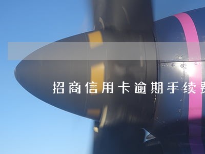 招商信用卡逾期手续费多少啊