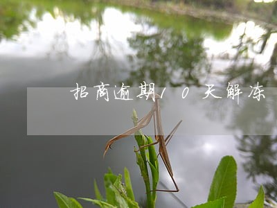 招商逾期10天解冻 招商逾期10天解冻