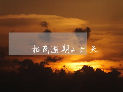 招商逾期25天 招商逾期25天