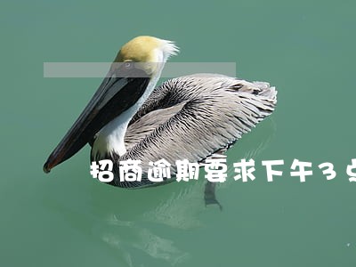 招商逾期要求下午3点还最低 招商逾期要求下午3点还最低