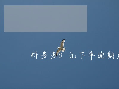 拼多多0元下单逾期后怎么恢复