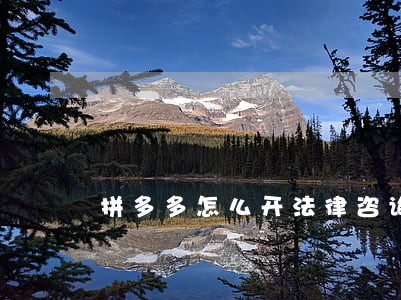 拼多多怎么开法律咨询店 拼多多怎么开法律咨询店