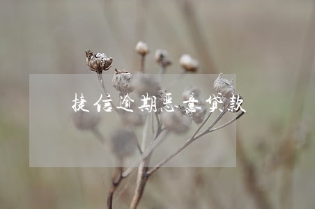 捷信逾期恶意贷款 捷信逾期恶意贷款