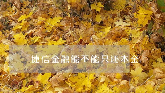 捷信金融能不能只还本金 捷信金融能不能只还本金