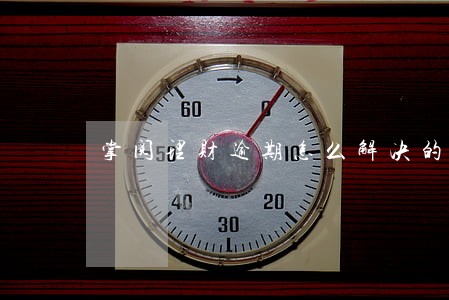 掌阅理财逾期怎么解决的