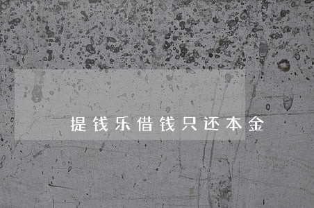 提钱乐借钱只还本金 提钱乐借钱只还本金