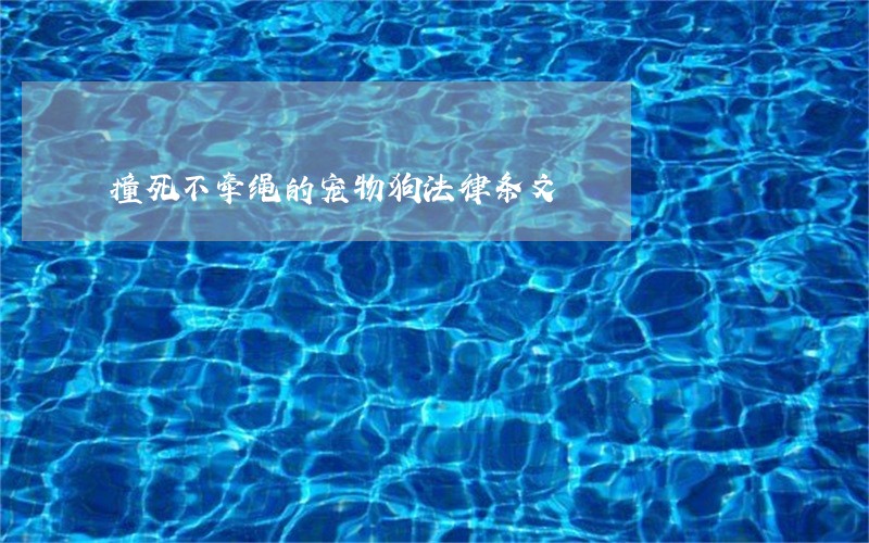 撞死不牵绳的宠物狗法律条文 撞死不牵绳的宠物狗法律条文