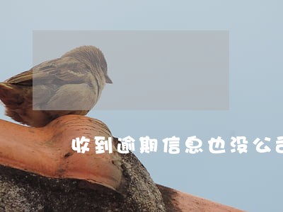 收到逾期信息也没公司名称 收到逾期信息也没公司名称