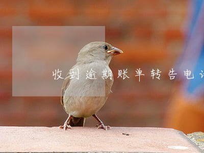 收到逾期账单转告电话 收到逾期账单转告电话