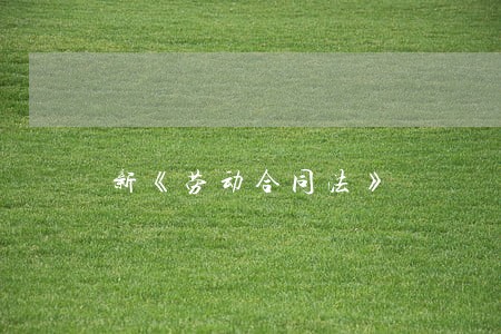 新《劳动合同法》 新《劳动合同法》